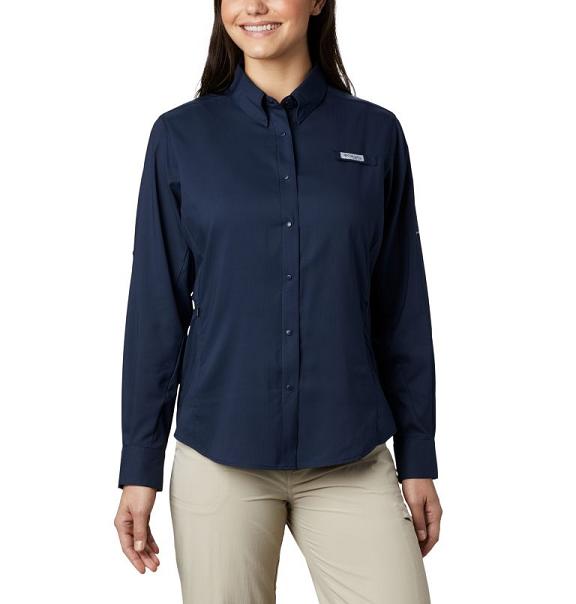 Columbia PFG Tamiami II Shirts Navy For Women's NZ78306 New Zealand